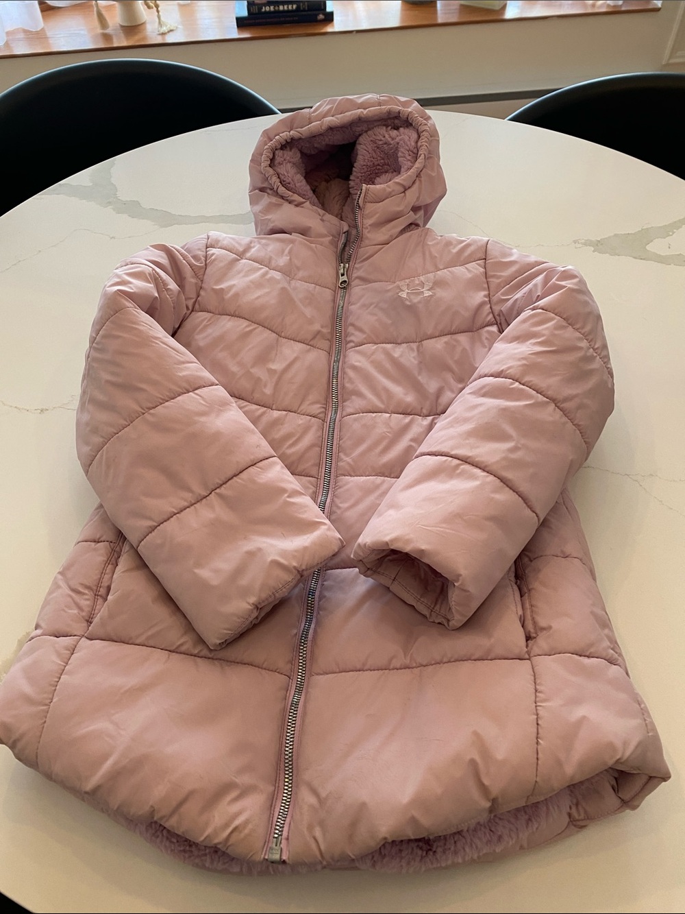 Under Armour Girls' Light Pink Hooded Puffer Jacket